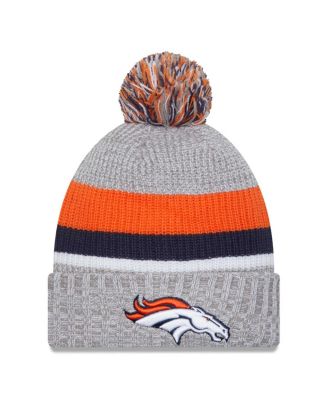New Era - Men's Heather Gray Denver Broncos Cuffed Knit Hat with Pom