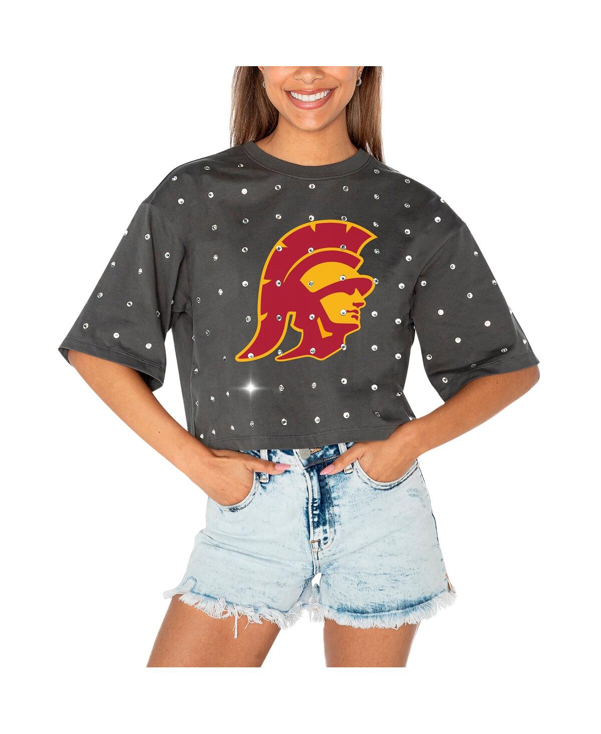 Shop Gameday Couture Women's Gray Usc Trojans Go Time Rhinestone Crop T-shirt