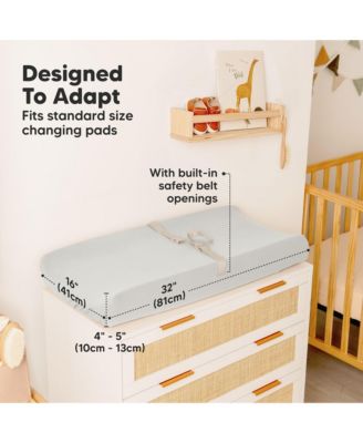 2pk Isla Changing Pad Covers for Girl, Boy, Soft Contoured Diaper Changing Table Pad Cover Sheets Neutral