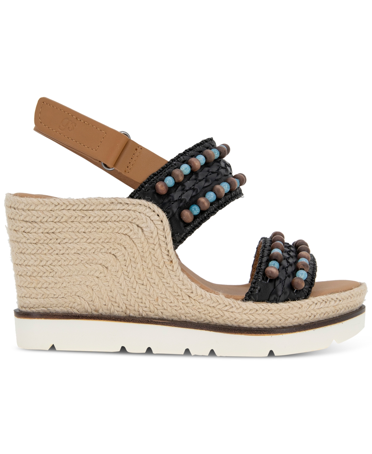 Shop Gentle Souls Women's Evora Beaded Wedge Sandals In Black