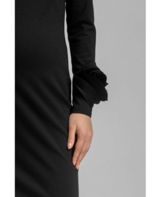 Maternity Long Sleeve Sheath Amalfi Dress with Rose Detail