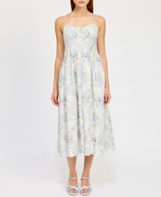 En Saison - Women's Scarlet Printed Corset-Back Midi Dress