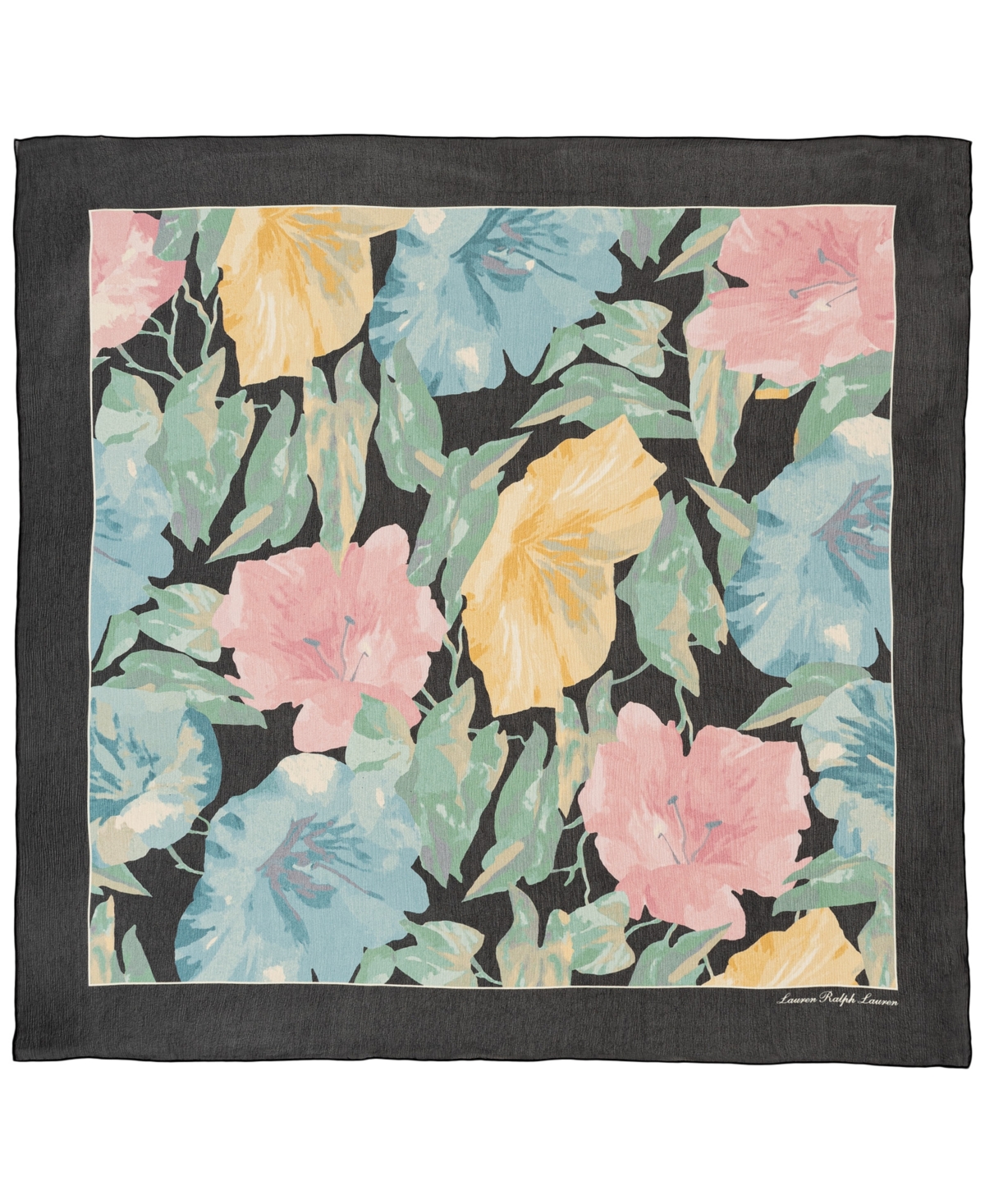 Spring Floral Square Scarf - Black