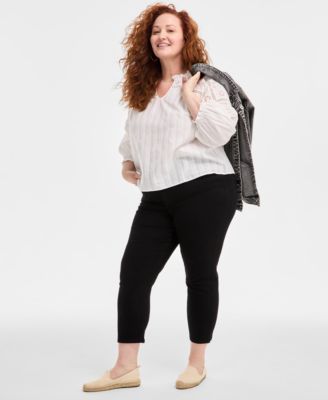 Plus Size Split-Neck Top, Exclusively at Macy's