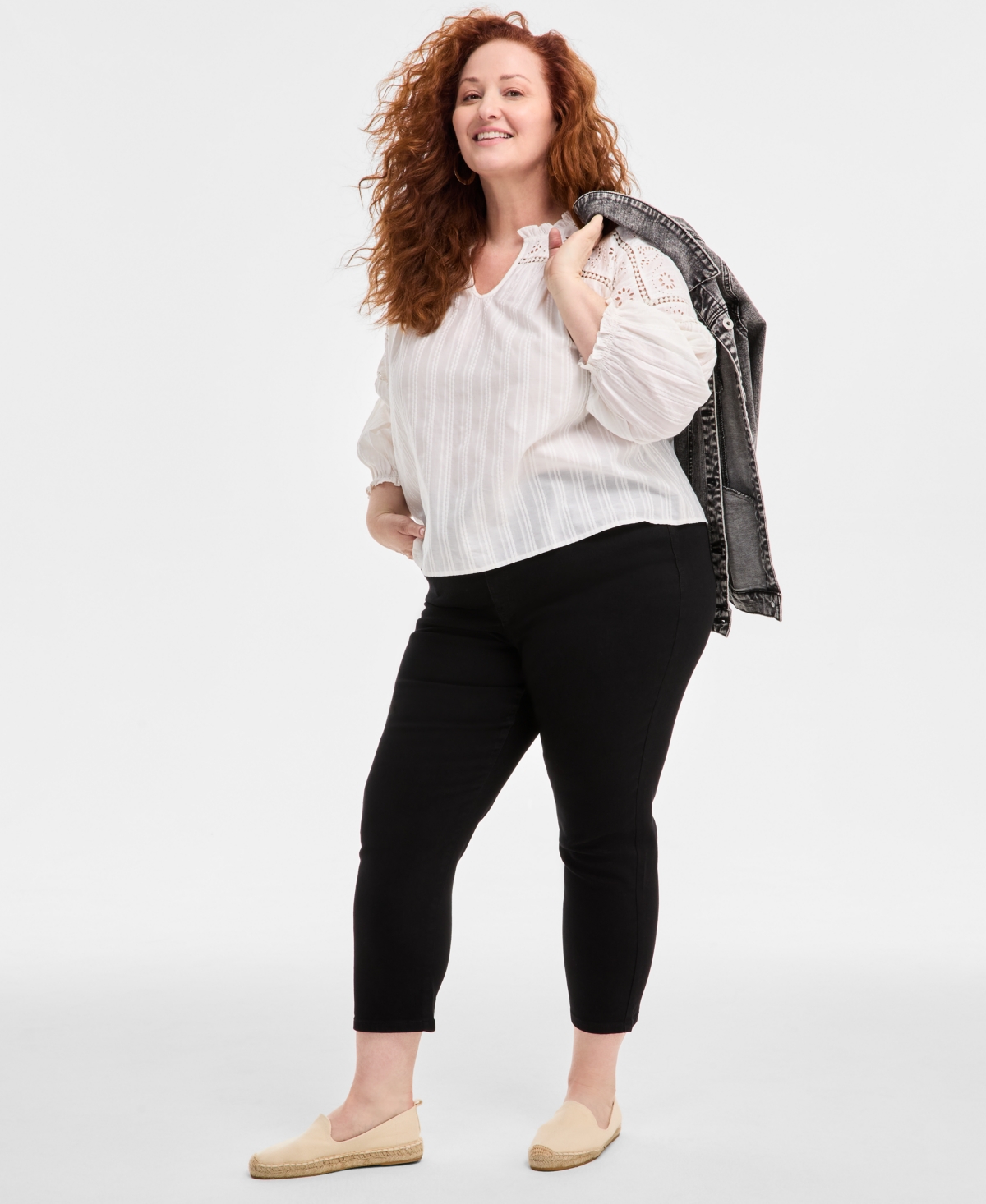 Style & Co Plus Size Split-neck Top, Exclusively At Macy's In Shiitake