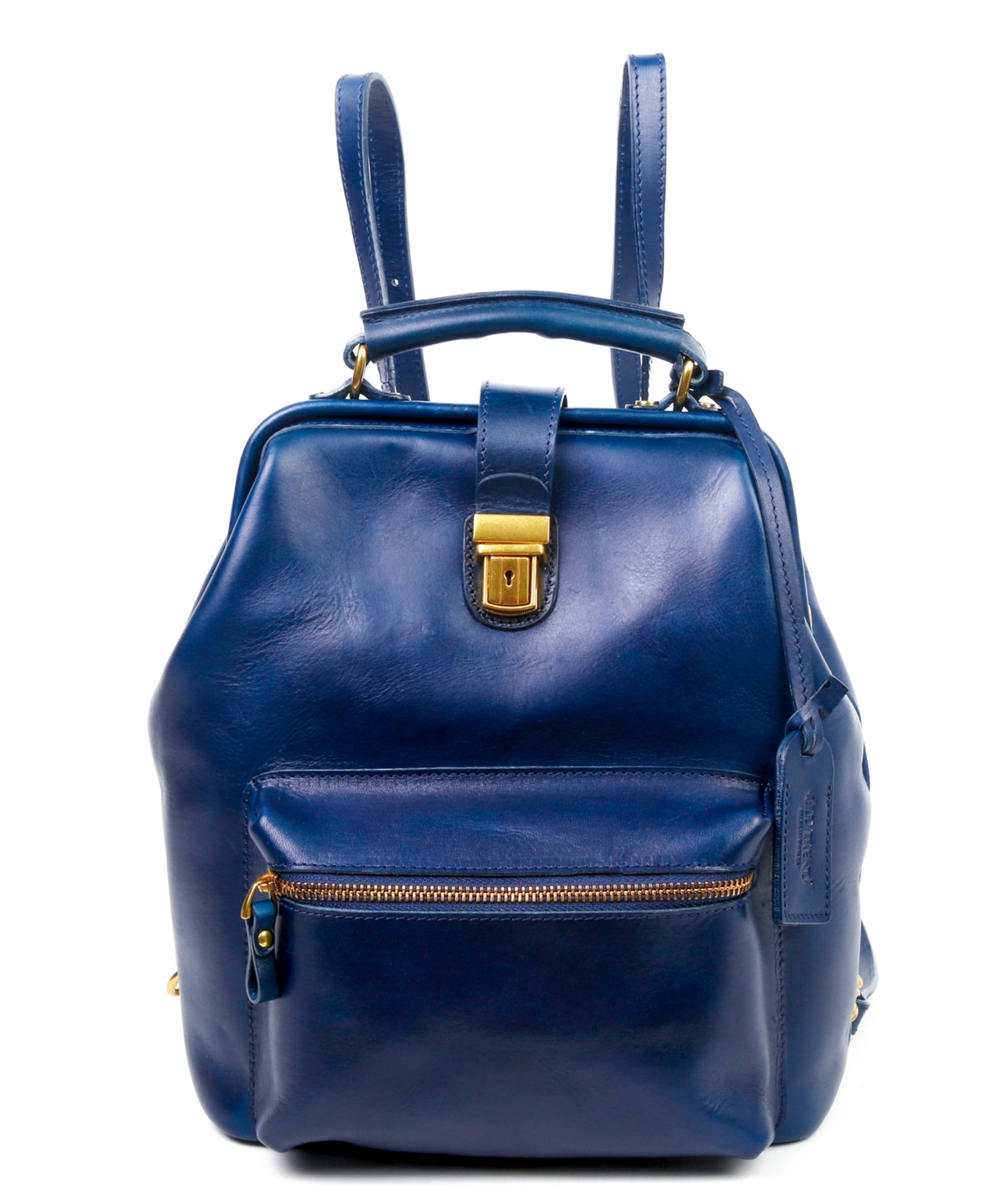 Women's Genuine Leather Doctor Backpack - Navy