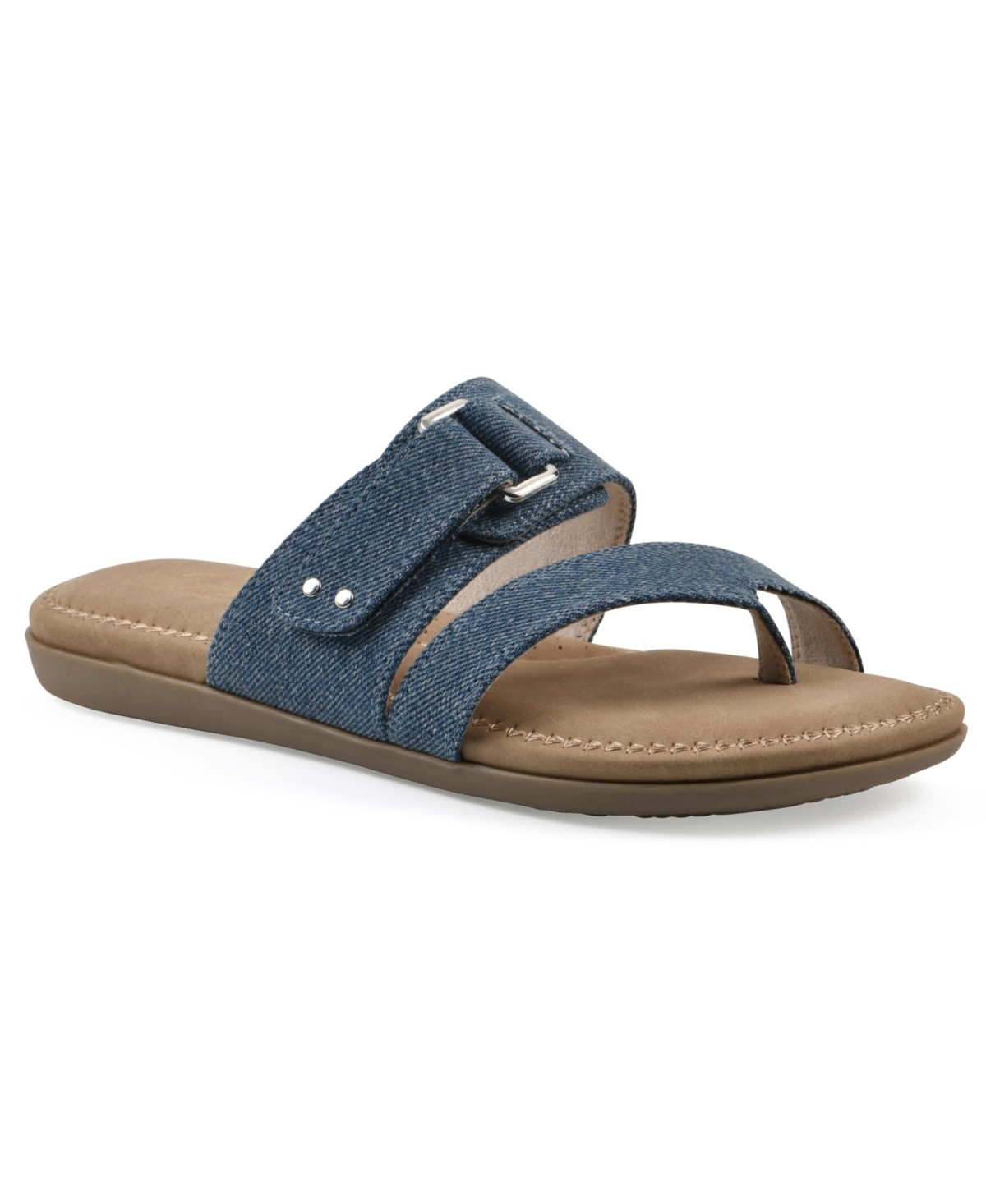 Shop Cliffs By White Mountain Women's Fancify Slip-on Sandals In Blue Denim Fabric