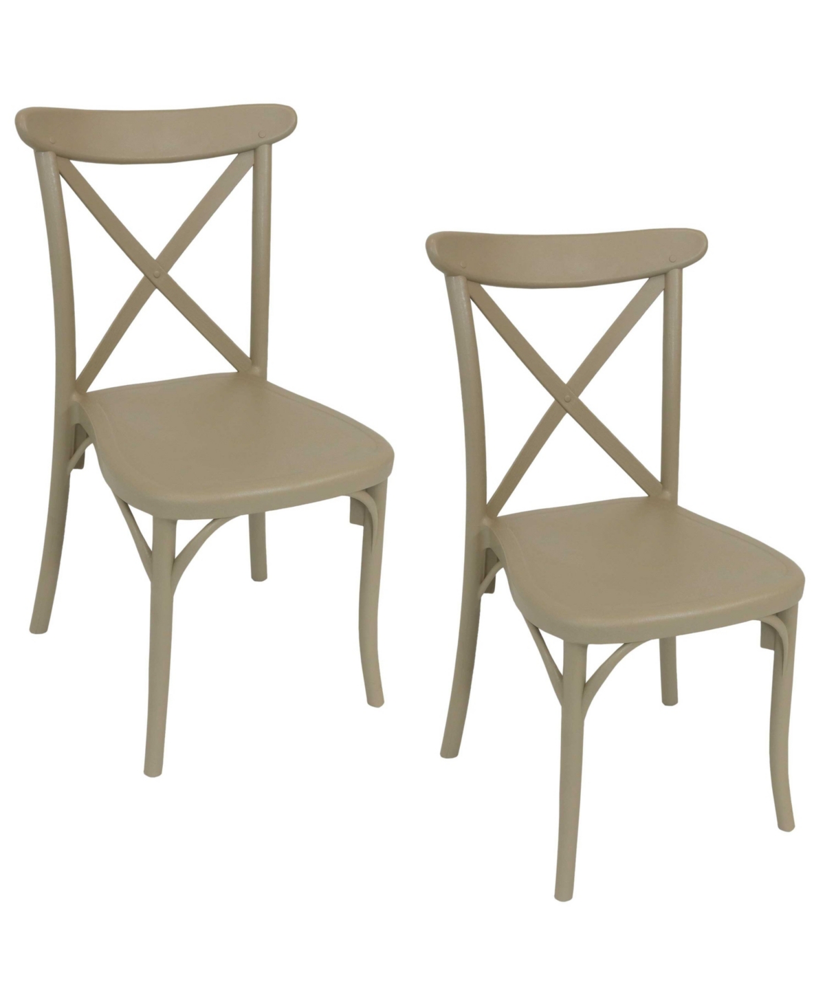 Bellemead All-Weather Plastic Crossback Dining Chair - Commercial Grade - Outdoor Use - Coffee - 2 Chairs - Light brown