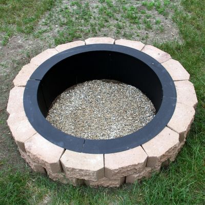 Outdoor Heavy-Duty Steel Portable Above Ground or In-Ground Round Fire Pit Liner Ring - Black