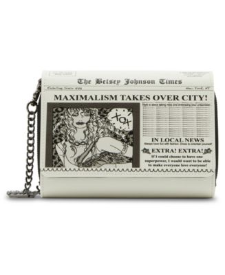 Betsey Johnson Newspaper Printed Small Crossbody Bag - Macy's