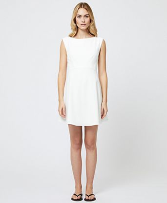 slim fit dress slacks Zapaka Women Square Neck Graduation Dress White Chiffon Spaghetti Straps A Line Short Cocktail Dress, White / US22W main image 0