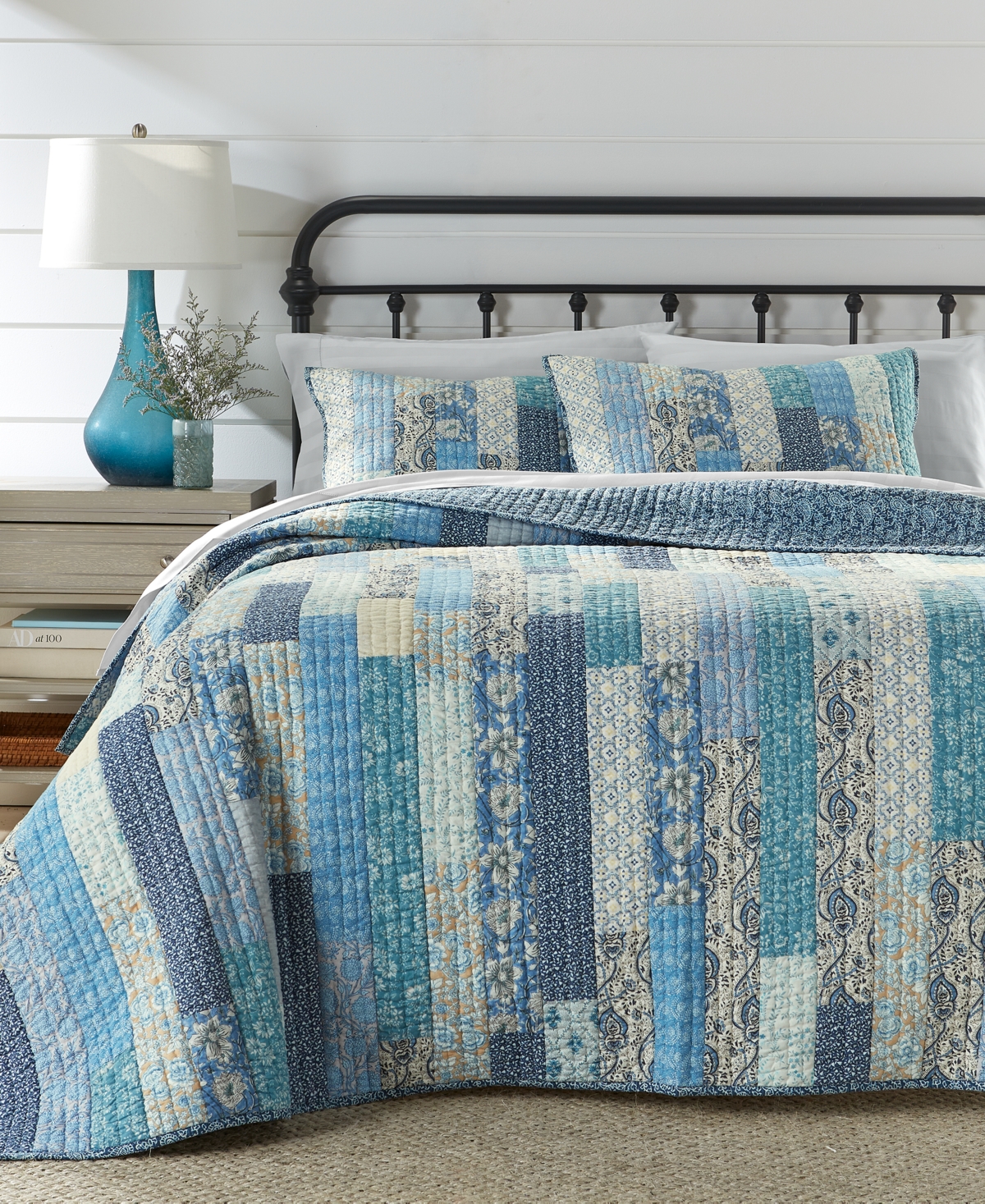 Charter Club Indigo Stripe Artisan 3-pc. Quilt Set, Full/queen, Exclusively At Macy's In Blue