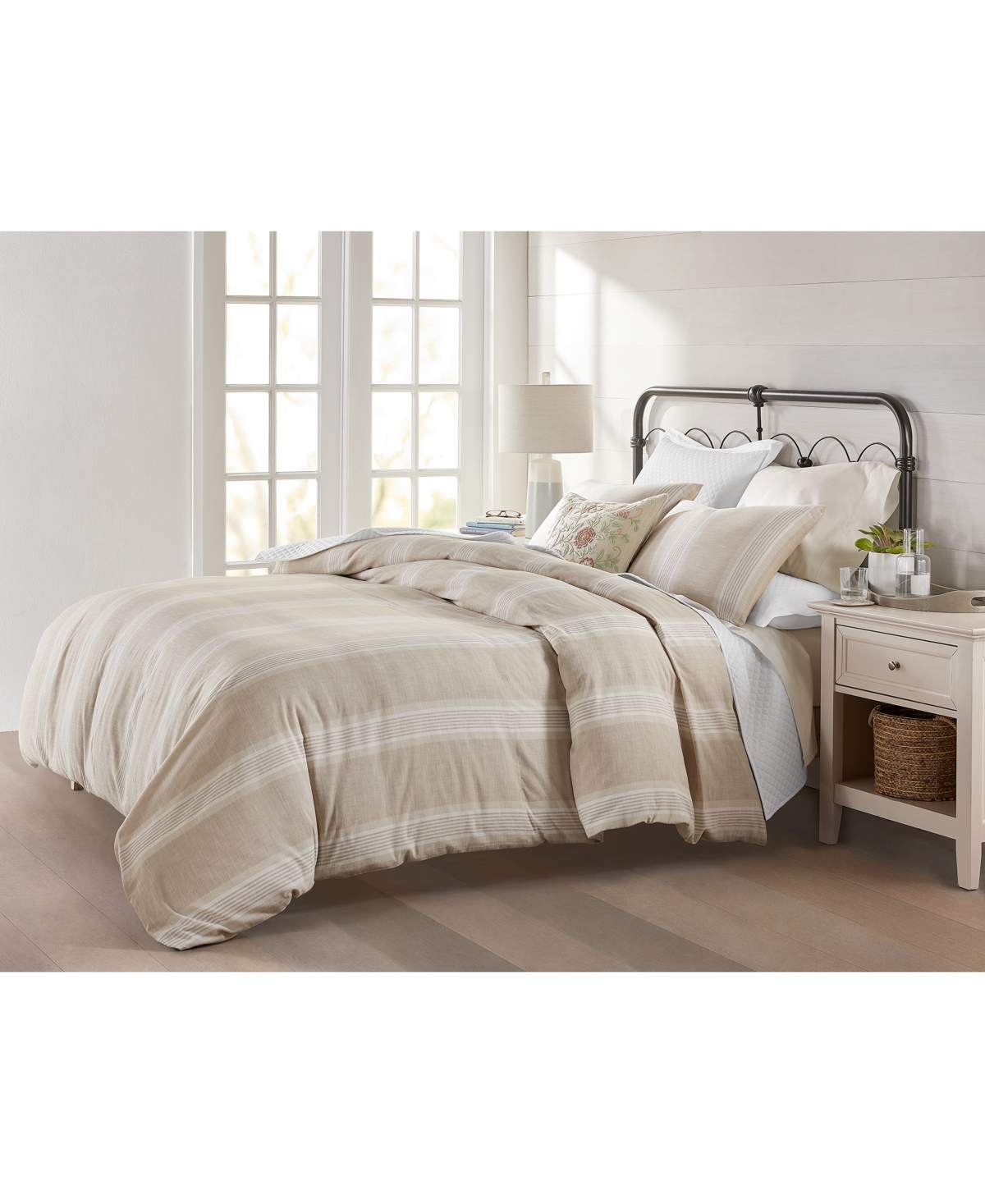 Charter Club Cotton/linen Clifton Stripe 2-pc. Comforter Set, Twin, Exclusively At Macy's In Brown