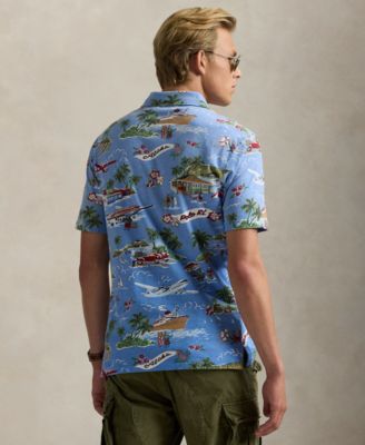 Men's Standard-Fit Bear Linen-Cotton Polo