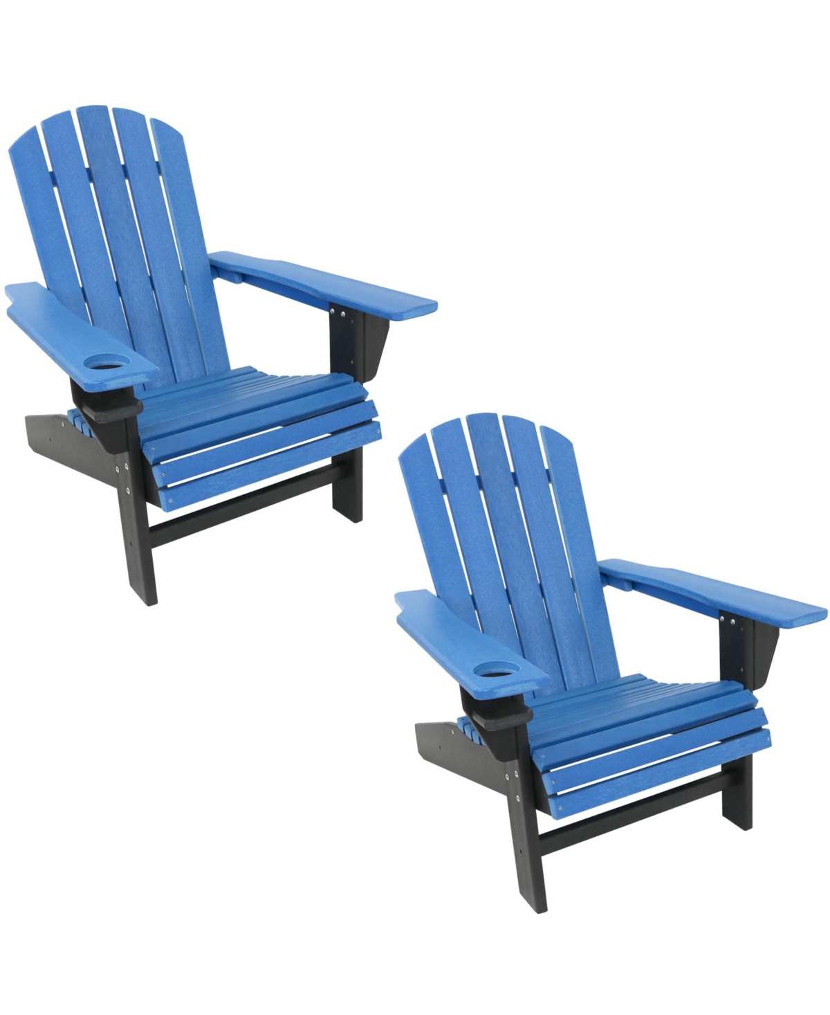 Plastic All-Weather Heavy-Duty Outdoor Adirondack Chair with Drink Holder