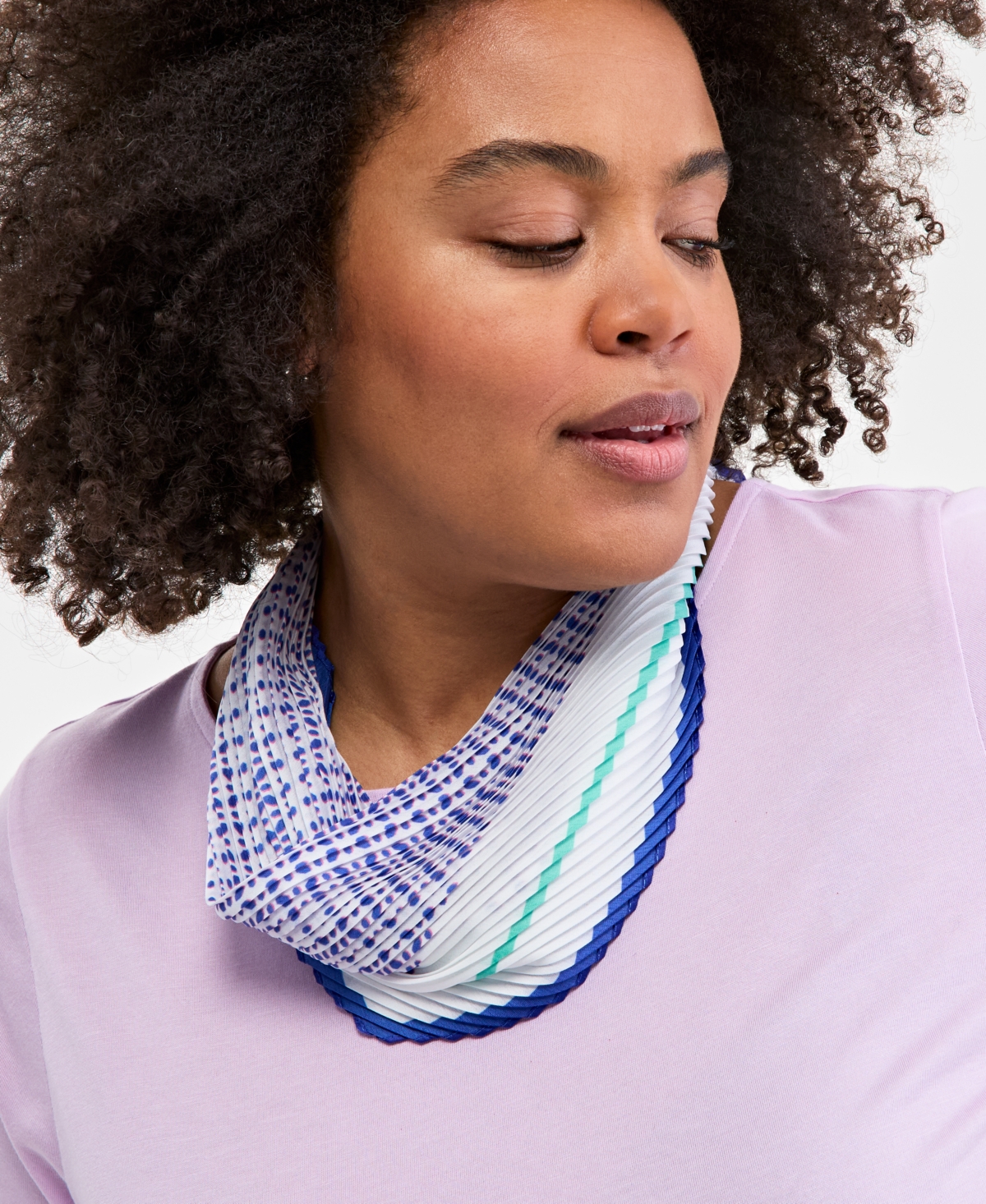 On 34th Pleated Geo-dot Square Scarf, Exclusively At Macy's In Blue