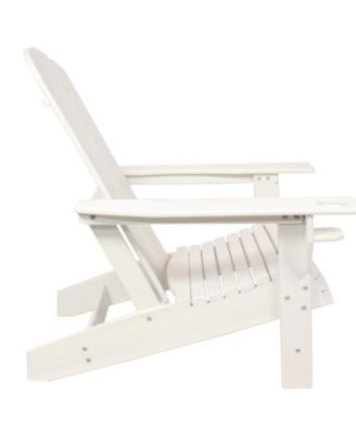 Adirondack Chair with Cup Holder - Outdoor All-Weather Adirondack Chair for the Fire Pit, Patio, Campsite, or Yard - 300-Pound Capacity - White