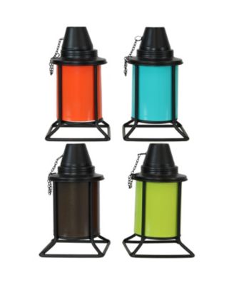Outdoor Metal Patio Deck Poolside Lawn Tabletop Torch Set - Green, Blue, Orange, and Brown