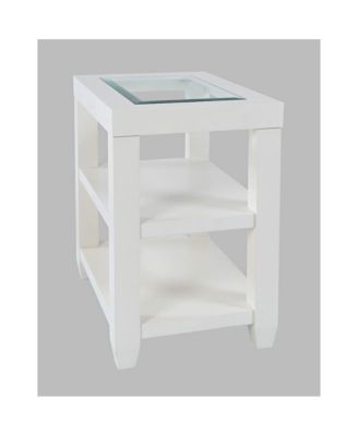 Urban Icon Contemporary Glass Inlay Chair Side End Table with Storage