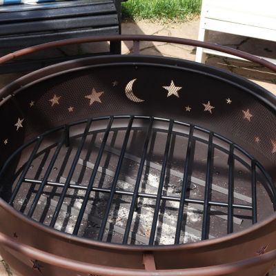 Outdoor Heavy-Duty Steel with High-Temperature Finish Round Fire Pit Firewood Log Grate - Black