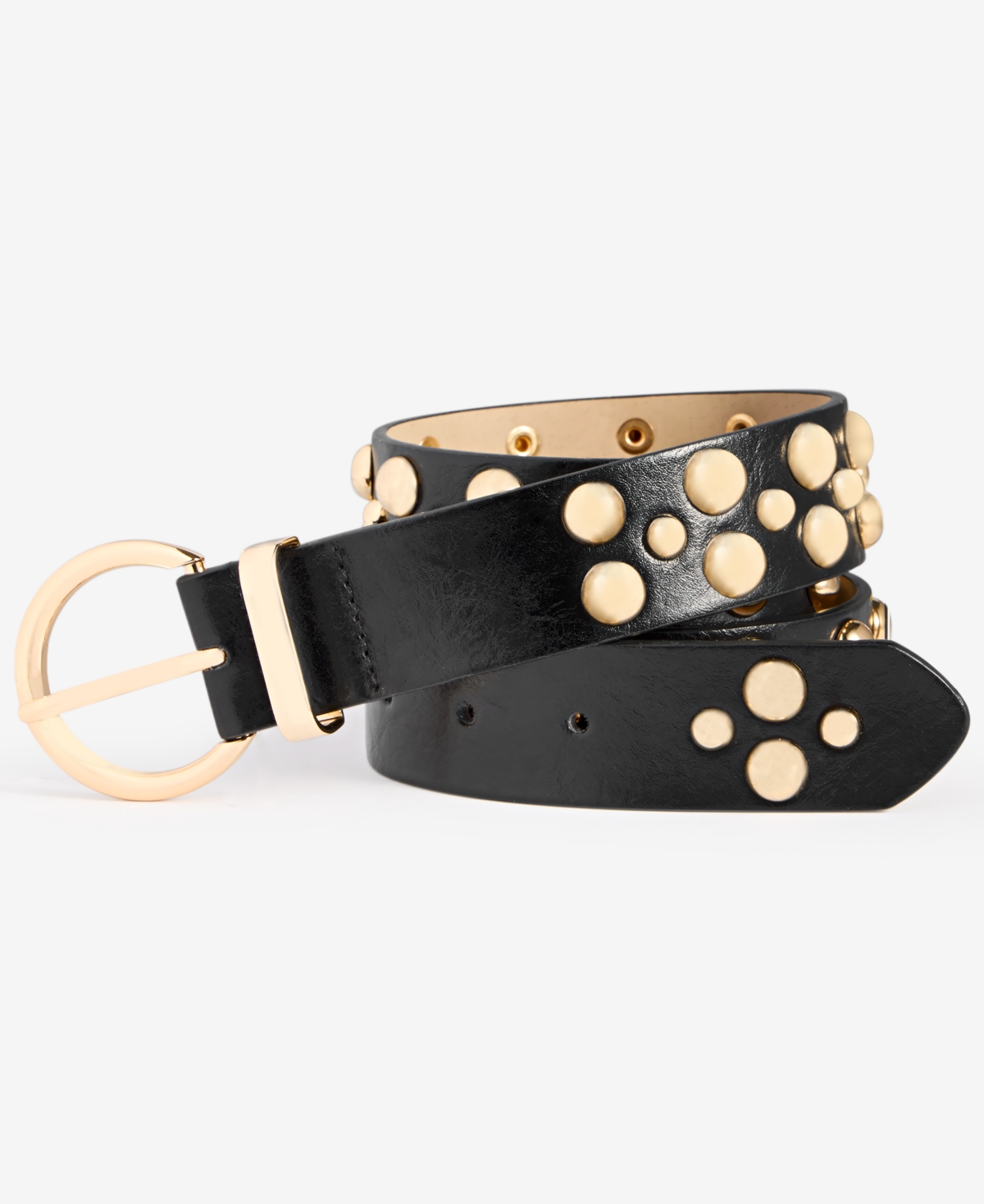 Bubble Stud Faux-Leather Belt, Exclusively at Macy's - Charcoal