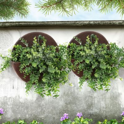 Indoor/Outdoor Round Polyresin Wall-Mounted Flower Pot Planter - 12"