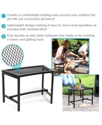 Outdoor Lightweight and Portable Metal Patio Side End Table or Backless Bench Seat with Mesh Top - 23"