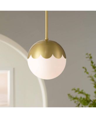 Camila 7" Mid Century Modern Pendant Ceiling Light Fixture Dining Room Over Table Globe Antique Brass Finish Mini