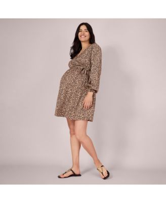 Maternity Woven Wrap Long Sleeve Mini Dress - Motherhood