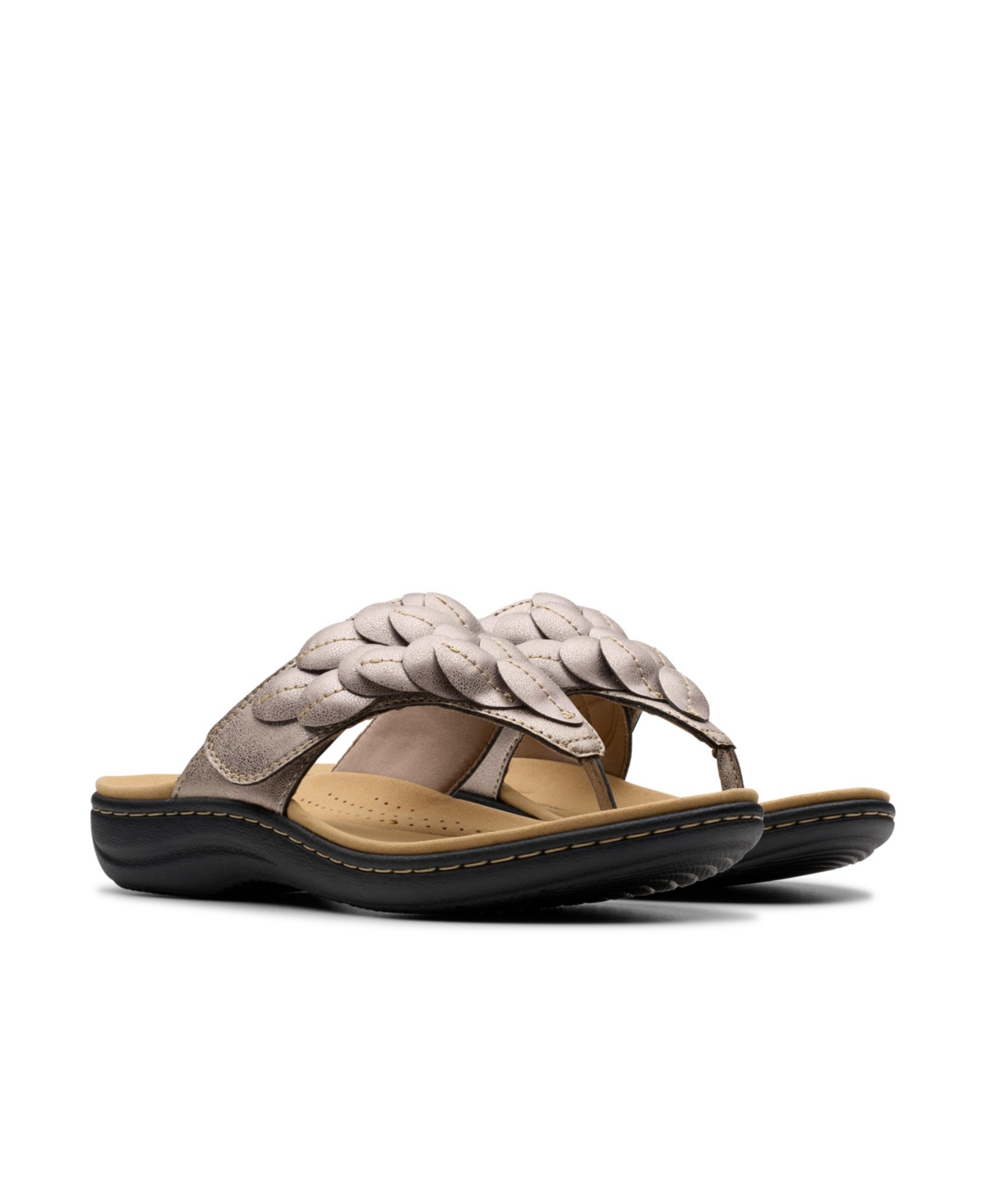 Clarks Collection Women's Laurieann Palm Flip-flop Sandals In Taupe Metallic