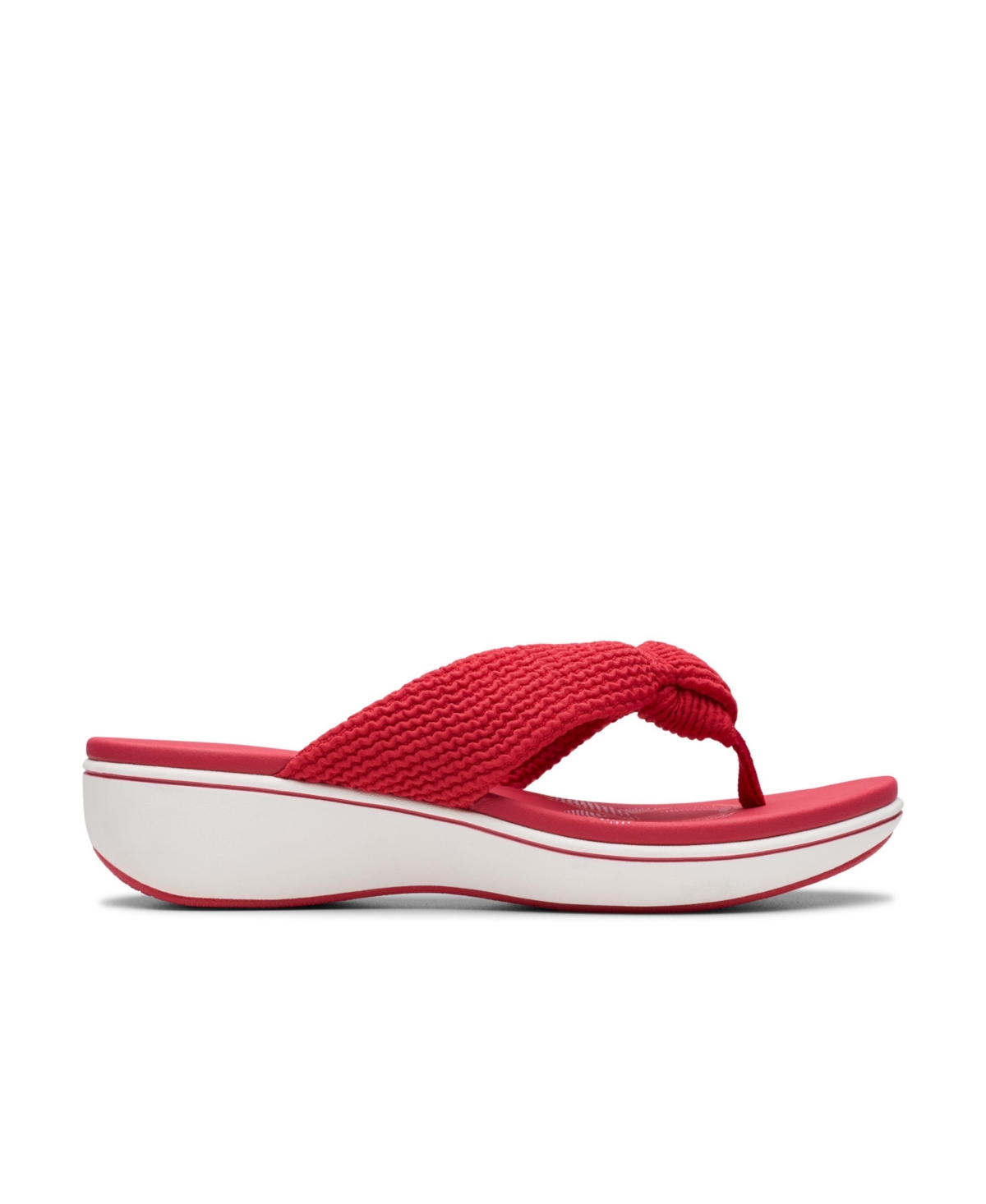 Clarks Glide Post Womens Flat Slip On Thong Sandals In Cherry Textile
