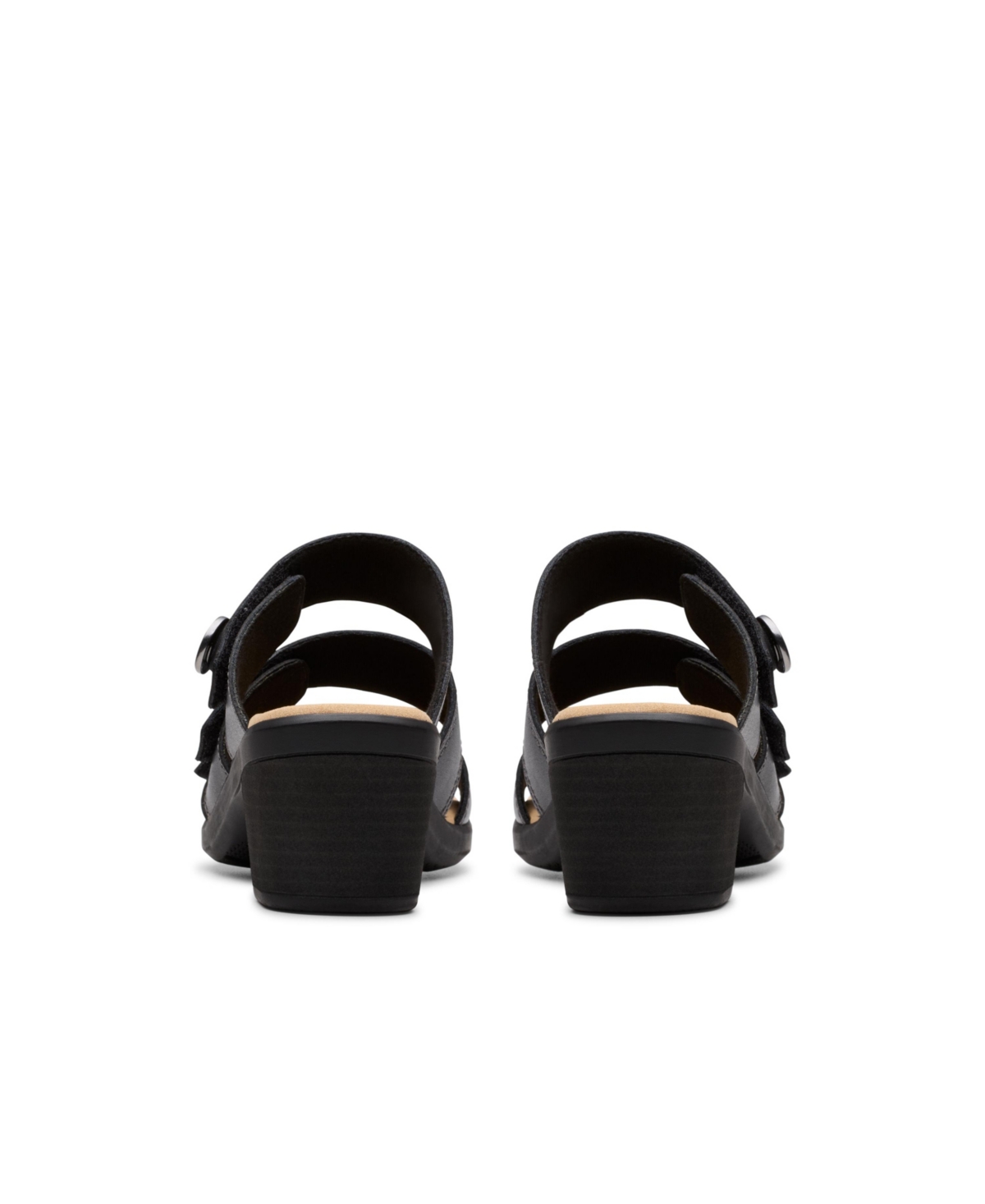 Shop Clarks Collection Women's Emily2 Adella Block Heel Sandals In Black Leather