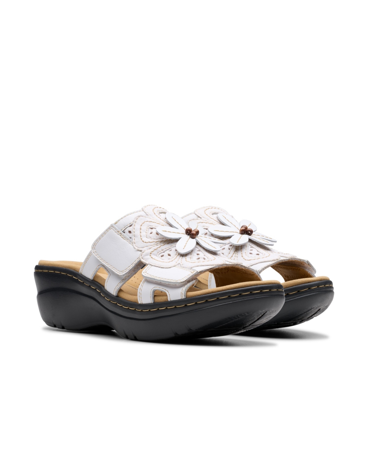 Clarks Collection Women's Merliah2 Belle Wedge Sandals In White Combi Leather