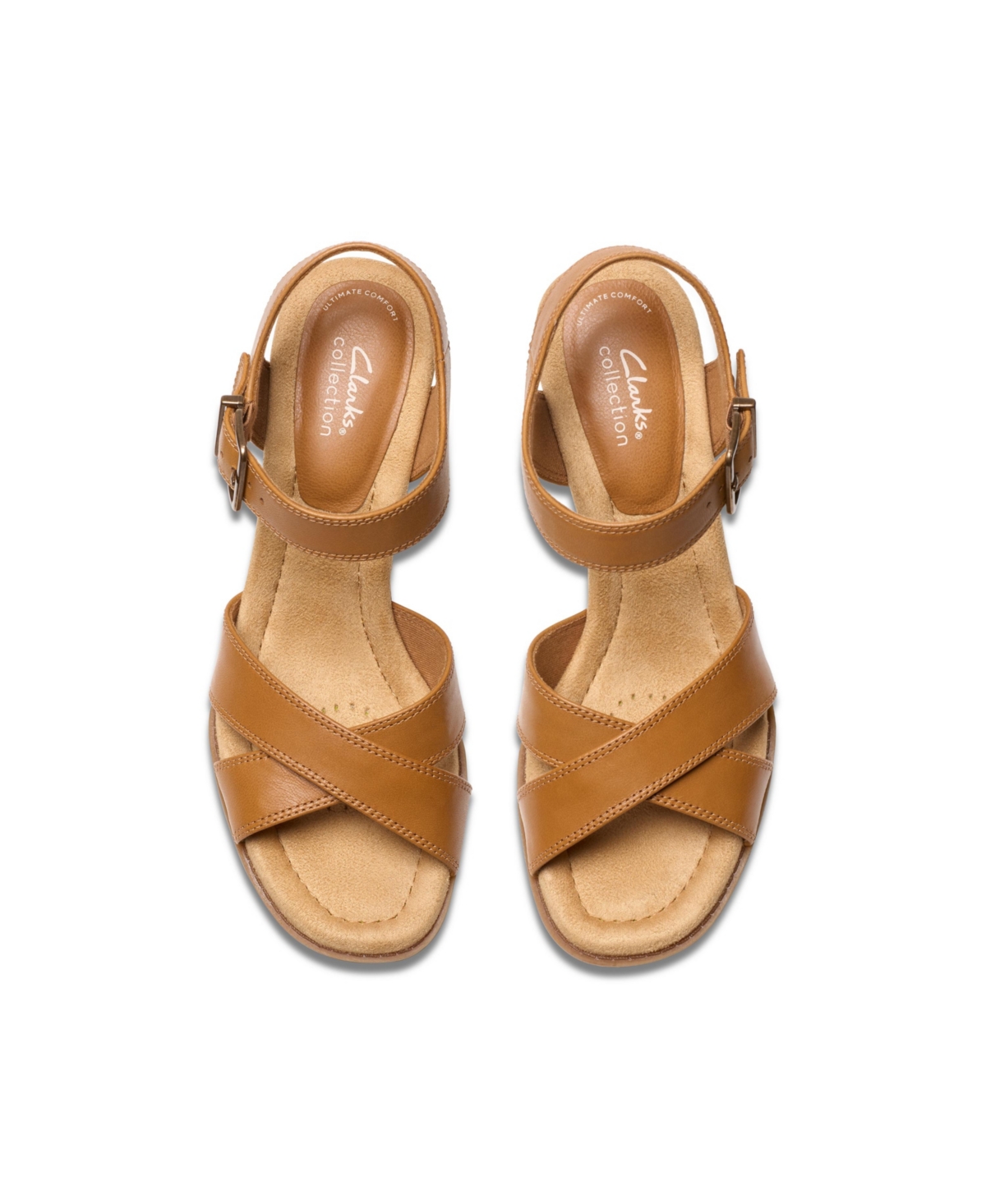Shop Clarks Collection Women's Emmalae Iris Wedge Sandals In Cinnamon Leather