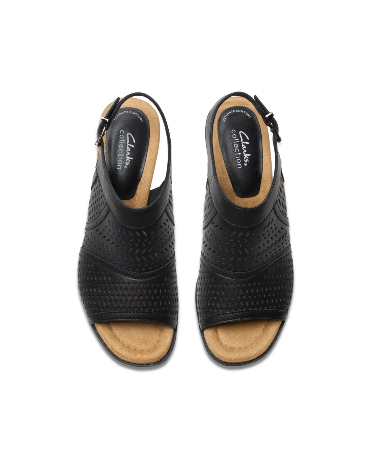 Clarks Collection Women's Emmalae Hope Wedge Sandals In Black Leather
