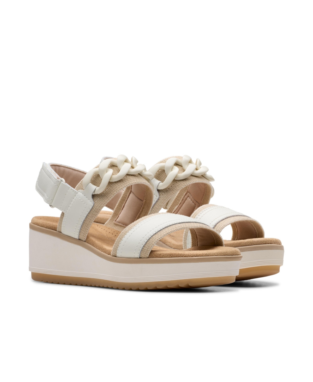Clarks Collection Women's Wrenly Eve Wedge Sandals In Off White Leather