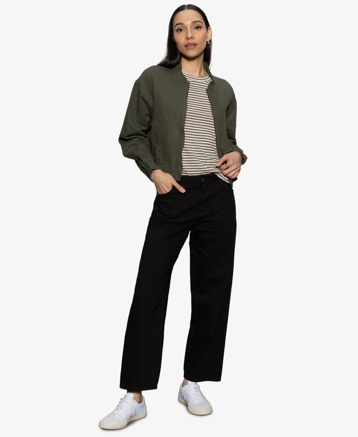 Sanctuary Linen Blend Bomber Jacket In Kalamata