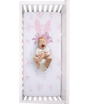 Flower Bunny Ears Cotton Nursery Photo Op Fitted Crib Sheet