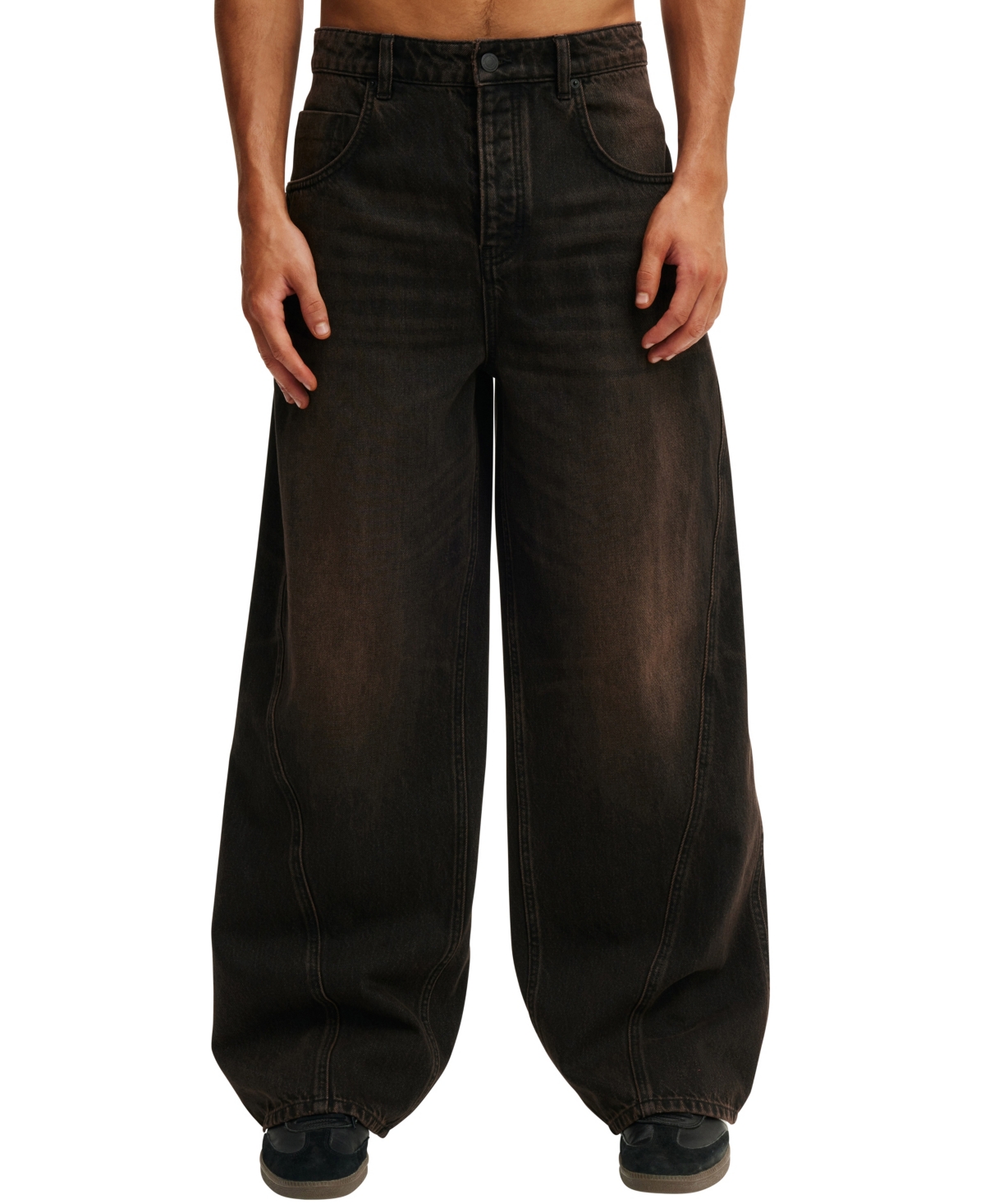 Shop Cotton On Men's Super Baggy Balloon Jean In Burnt Black