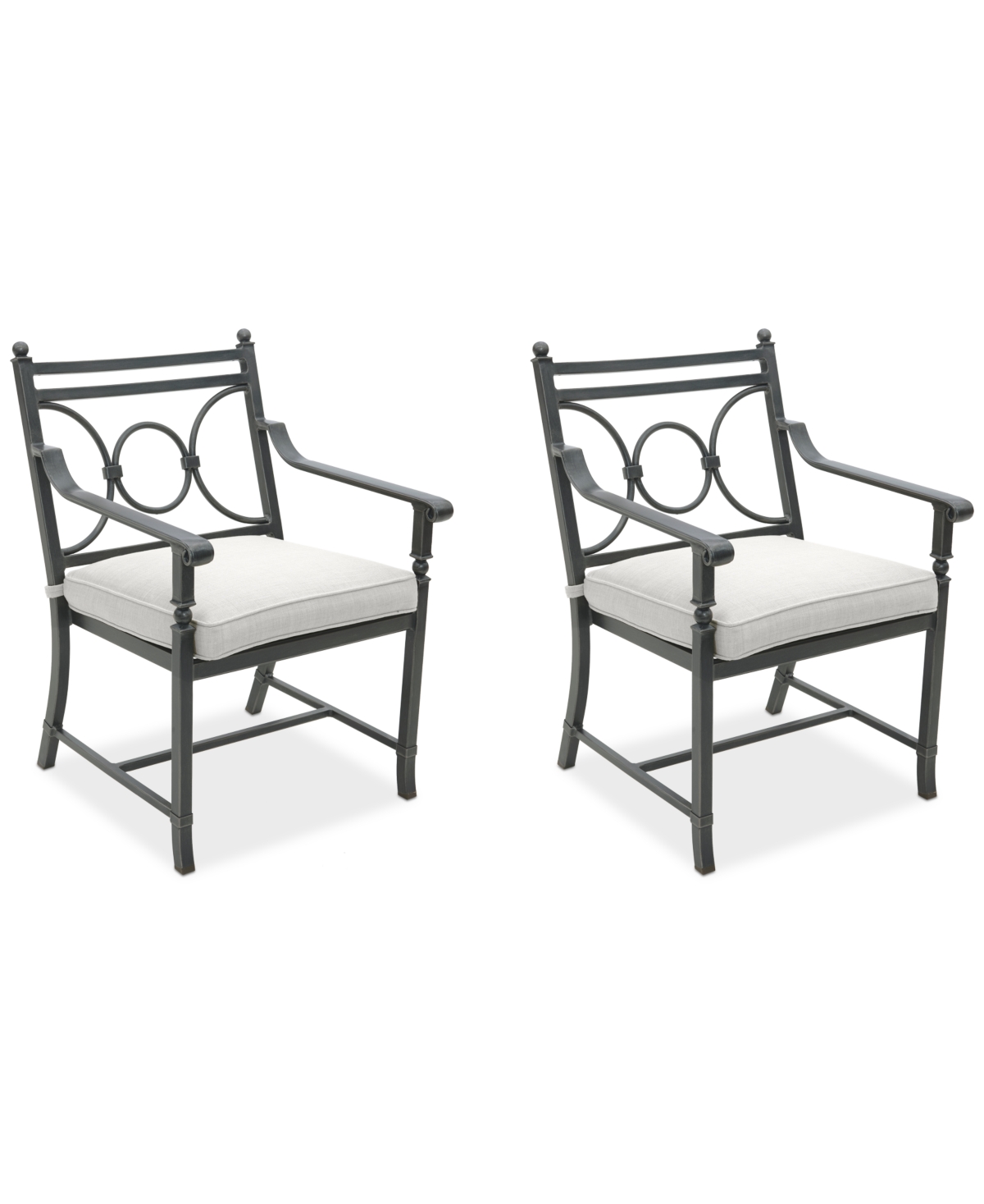 Agio Wythburn Mix And Match Scroll Outdoor Dining Chairs, Set Of 2 In Pearl White,pewter Finish