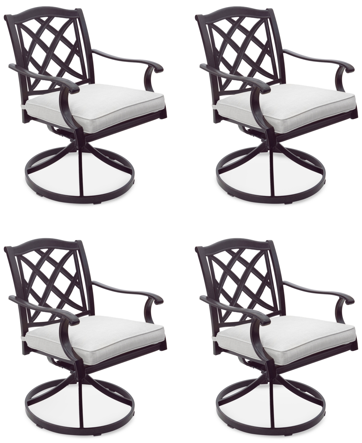 Agio Wythburn Mix And Match Lattice Outdoor Swivel Chairs, Set Of 4 In Pearl White,bronze Finish