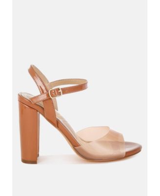 Womens Kessel Tinted Clear Strap Block Heel Sandals