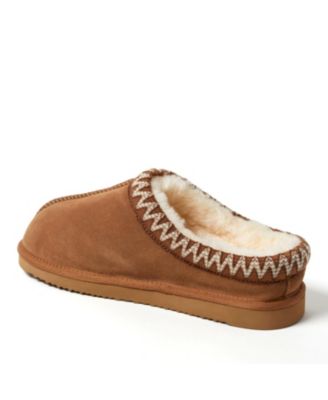 Dearfoams Men's Fireside by Grafton Genuine Shearling Clog Slipper with Taping