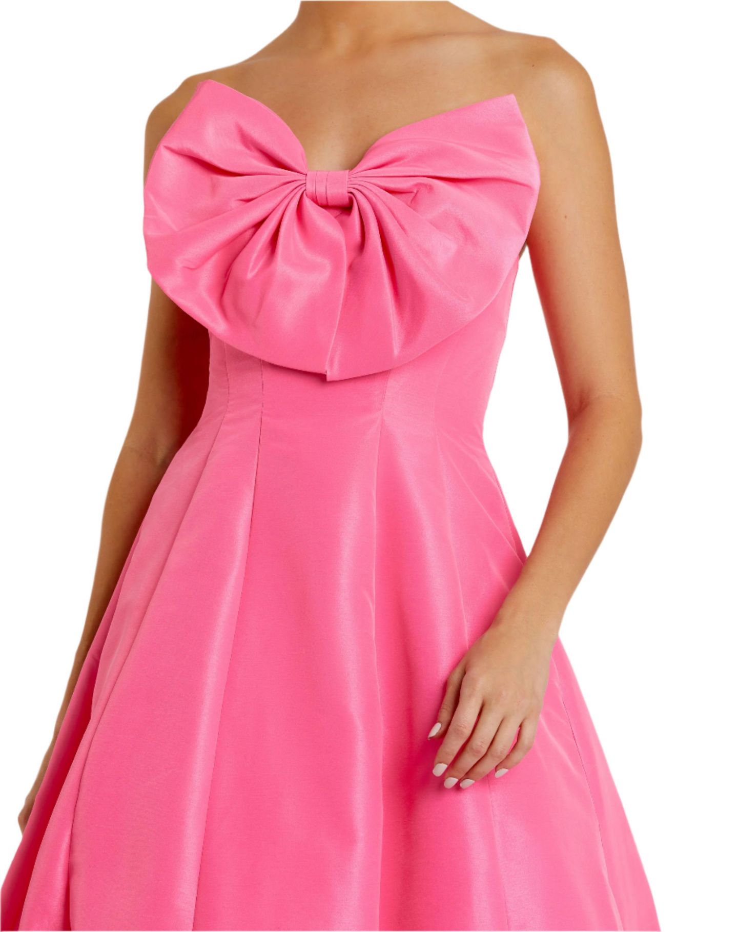 Женское платье Mac Duggal Strapless Bow Tea Length, цвет: Розовый — фото 6