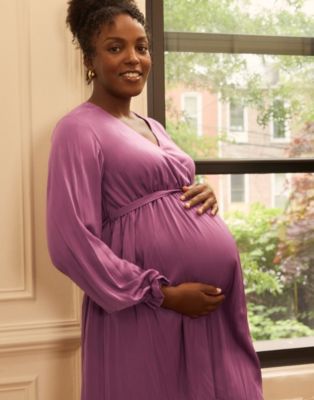 Maternity Woven Wrap Long Sleeve Mini Dress - Motherhood