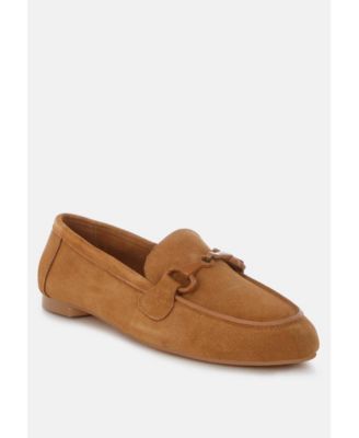 Awen Monochromatic Horsebit Real Suede Loafers