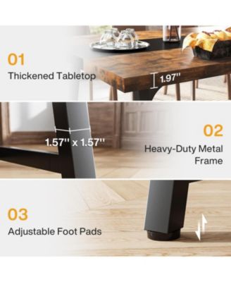 70.9" Farmhouse Dining Table for 6-8 People, Large Rectangular Wood Kitchen Table with Metal Frame, Dining Room Dinner Table for Family Gathering