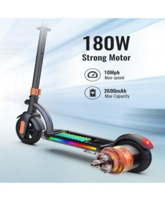 H40 Kids Electric Scooter with 180W Motor & LED Visible Display, 10 Mph, Colorful Lights, Adjustable Speed and Height, Electric Scooter for Kids Ages 8-12 Ideal Gifts.