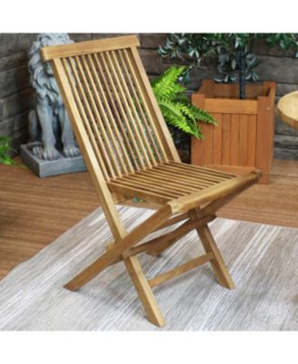 Outdoor Solid Teak Wood with Stained Finish Hyannis Folding Dining Chairs - Light Brown