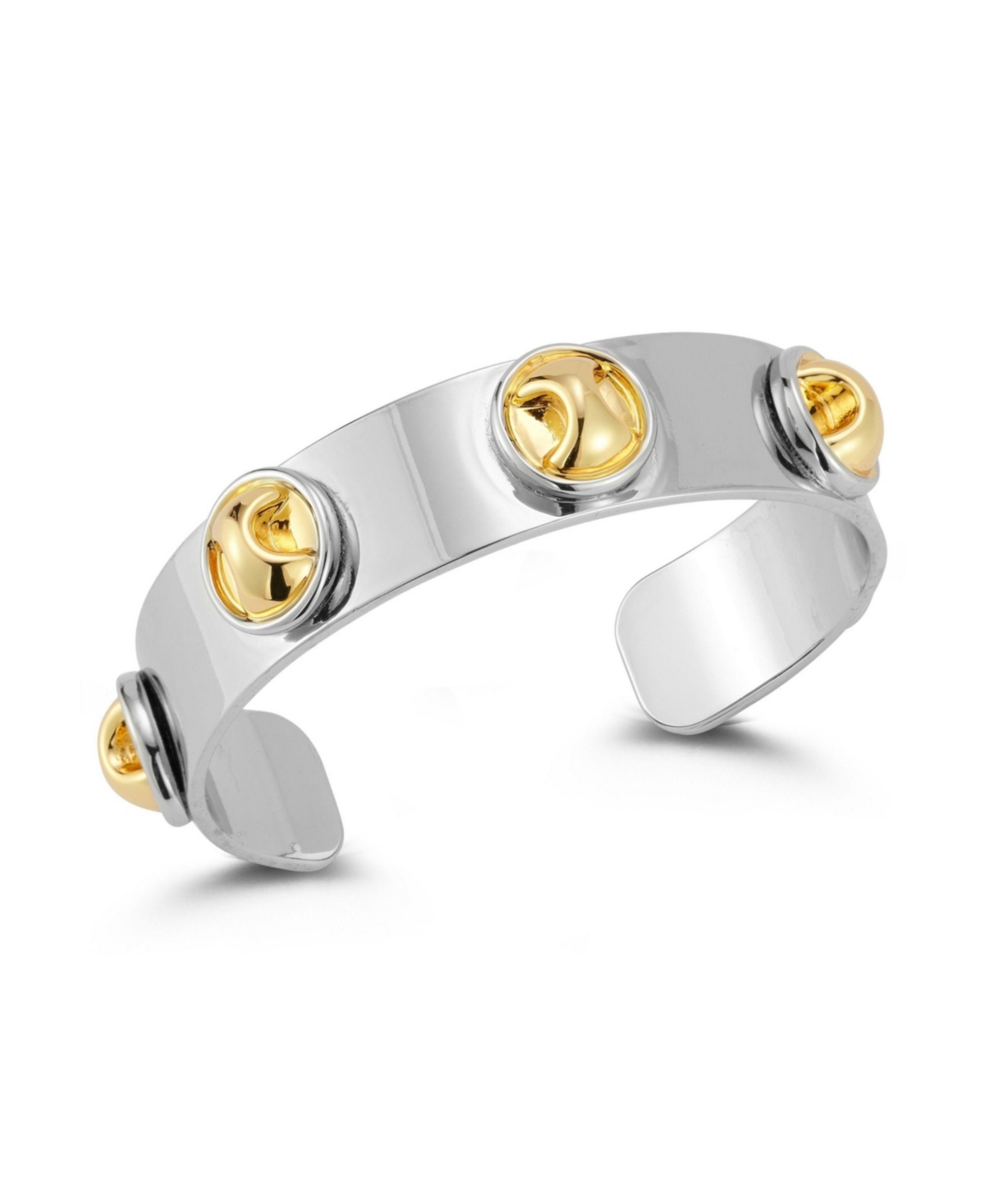 Gold and Rhodium Plated Bold Cuff Bracelet - Two Tone